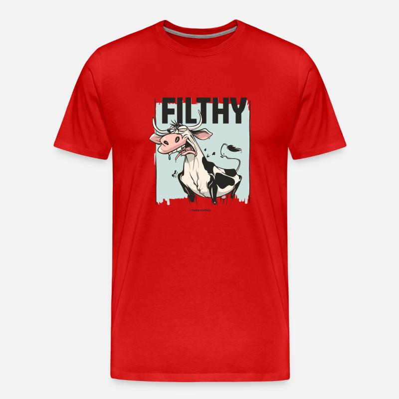 Angeekelte Kuh, dreckig und schmuddelig - Männer Premium Bio T-Shirt - Rot