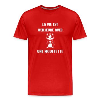 Humour Mouffette - T-shirt bio Premium Homme - rouge - Devant - Damien (186cm)