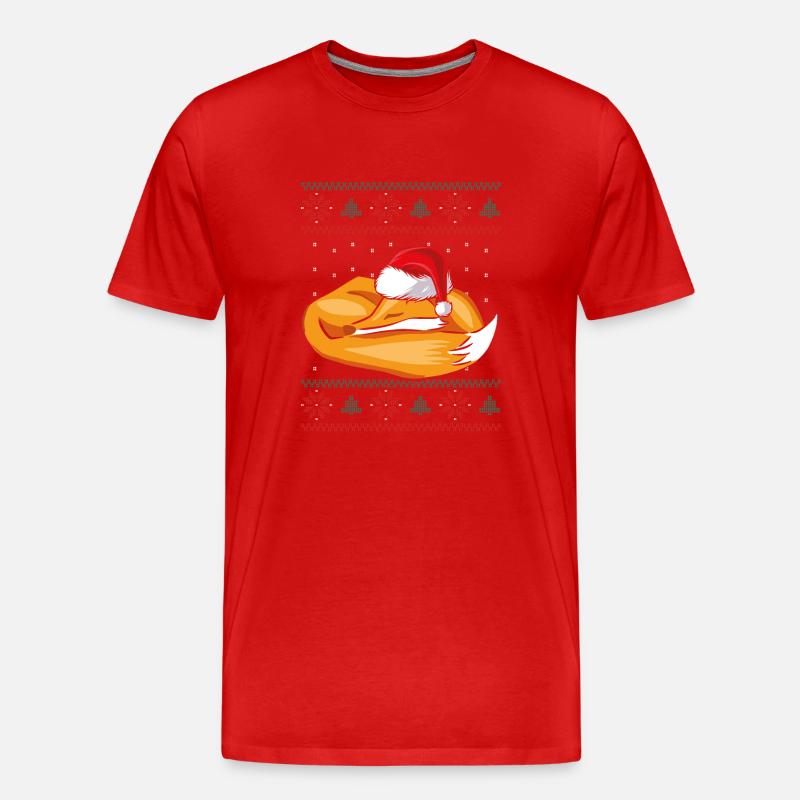 Schlafender Weihnachtsfuchs - Männer Premium Bio T-Shirt - Rot