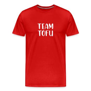 Team Tofu Chemise Vegan Végétarien - T-shirt bio Premium Homme - rouge - Devant - Damien (186cm)