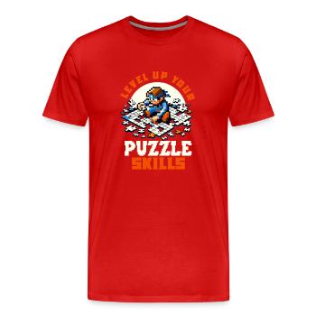 Puzzle Lover Jigzaw Puzzle Jeu de société Puzzler - T-shirt bio Premium Homme - rouge - Devant - Damien (186cm)