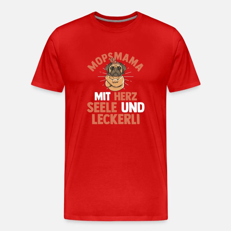 Mopsmama Hund Mops - Männer Premium Bio T-Shirt - Rot