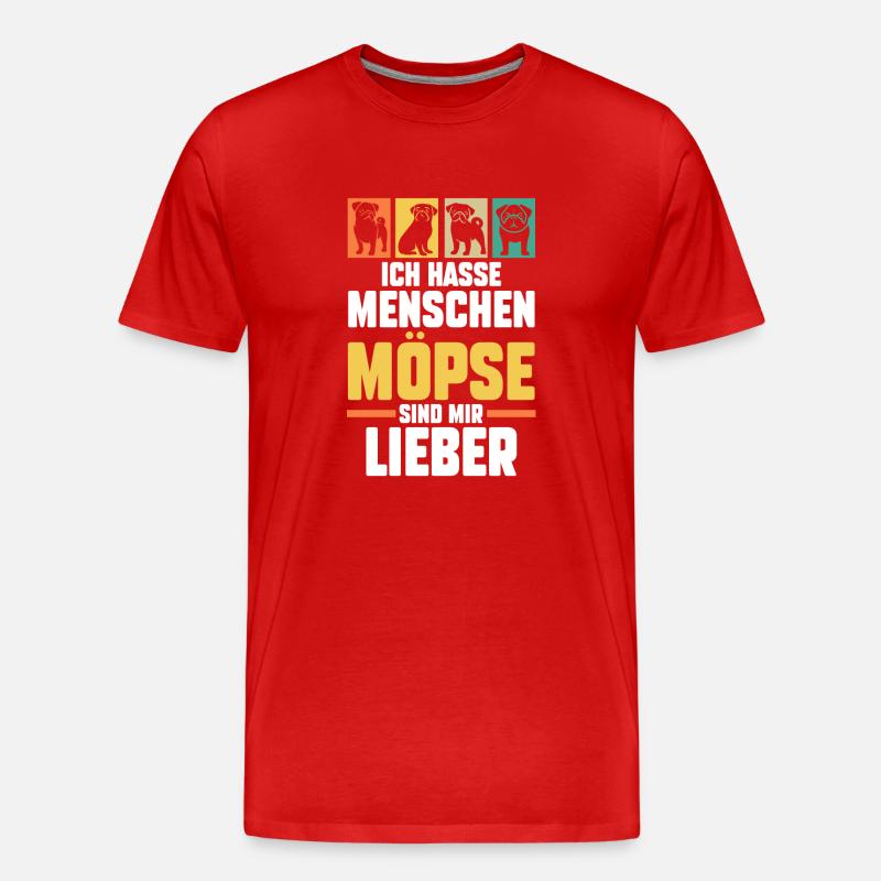 Mopsmama Hundemama Hund Mops - Männer Premium Bio T-Shirt - Rot