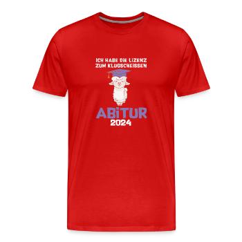 Abitur 2024 Abschluss Lizenz Zum Klugscheißen - Männer Premium Bio T-Shirt - Rot - Vorne - Damien (186cm)