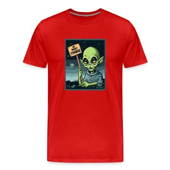 Nous voulons du changement, une protestation extraterrestre - T-shirt bio Premium Homme - rouge - Devant - Damien (186cm)