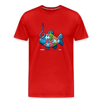Puzzle Lover Jigzaw Puzzle Jeu de société Puzzler - T-shirt bio Premium Homme - rouge - Devant - Damien (186cm)