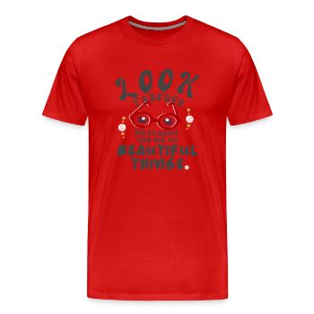 brilliant Brille positiv - Männer Premium Bio T-Shirt - Rot - Vorne - Damien (186cm)