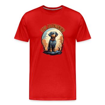 Arrêtez d’abandonner les chiens - T-shirt bio Premium Homme - rouge - Devant - Damien (186cm)