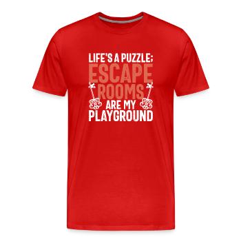 Escape Room - Men's Premium Organic T-Shirt - red - Front - Damien (186cm)