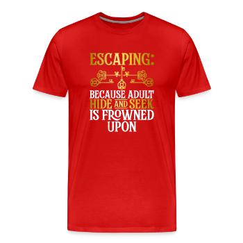 Escape Room - Männer Premium Bio T-Shirt - Rot - Vorne - Damien (186cm)