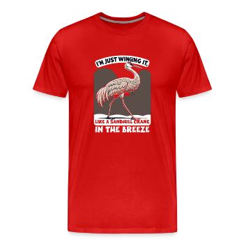 Sandhill Crane Lovers Bird Watching - Men's Premium Organic T-Shirt - red - Front - Damien (186cm)