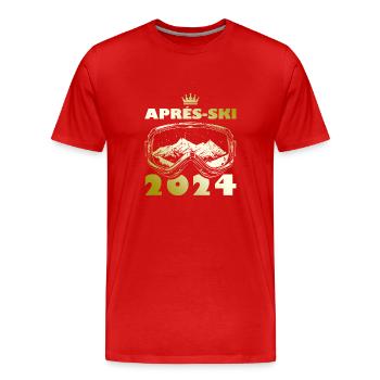 Vacances de ski après-ski 2024 - T-shirt bio Premium Homme - rouge - Devant - Damien (186cm)