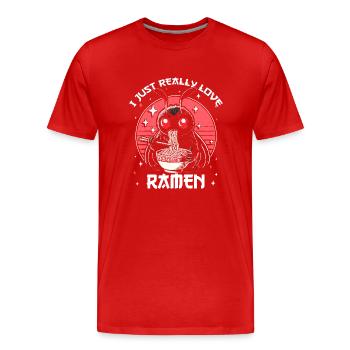 Really Love Ramen - Men's Premium Organic T-Shirt - red - Front - Damien (186cm)