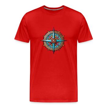 Symbole de la boussole - T-shirt bio Premium Homme - rouge - Devant - Damien (186cm)