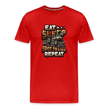 Trainspotting Zug Liebhaber Züge - Männer Premium Bio T-Shirt - Rot - Vorne - Damien (186cm)