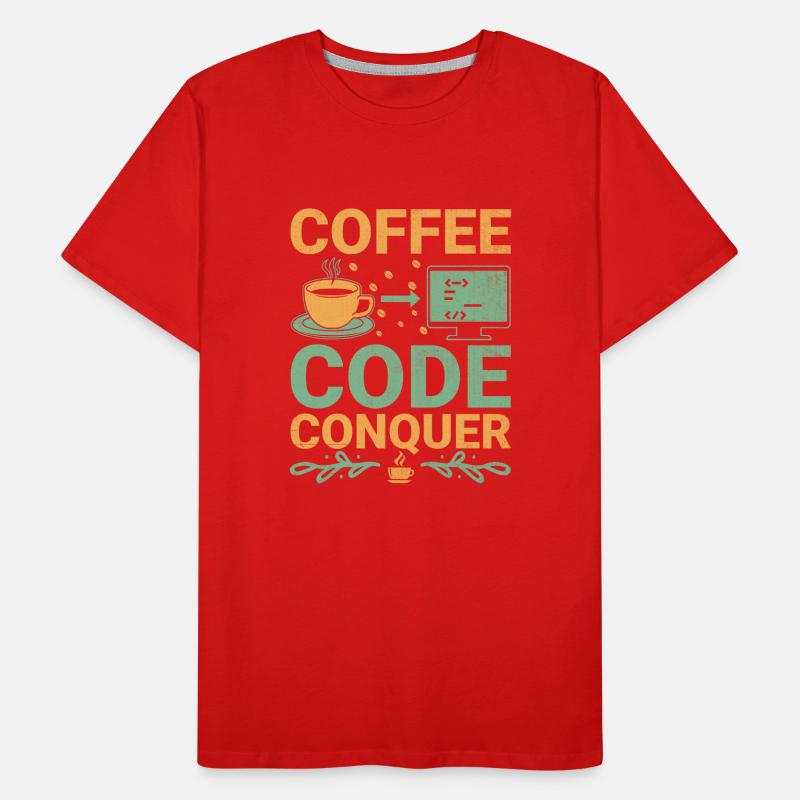 Café Codage Programmeur Codeur Développeur Nerd Coff T-shirt bio Premium Homme