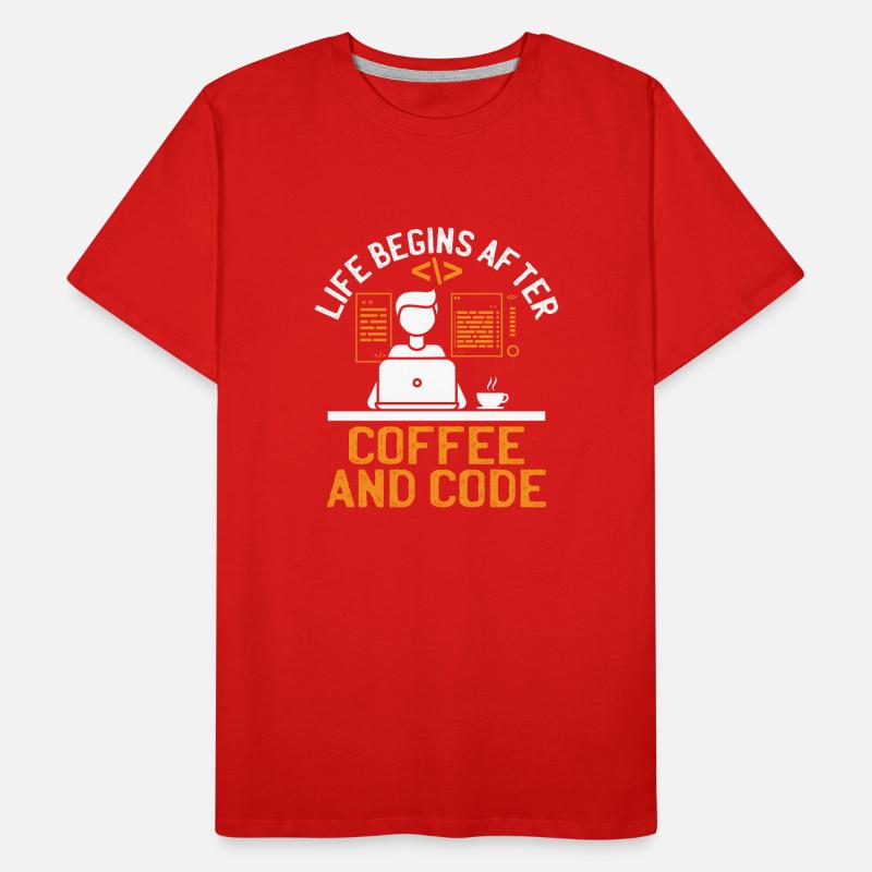 Café Codage Programmeur Codeur Développeur Nerd Coff T-shirt bio Premium Homme