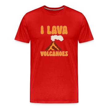 volcano, geology, volcanology, lava - Men's Premium Organic T-Shirt - red - Front - Damien (186cm)