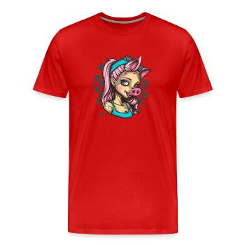 Cute Cosplay Anime Girl Pig - Men's Premium Organic T-Shirt - red - Front - Damien (186cm)