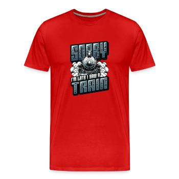 Trainspotting Zug Liebhaber Züge - Männer Premium Bio T-Shirt - Rot - Vorne - Damien (186cm)