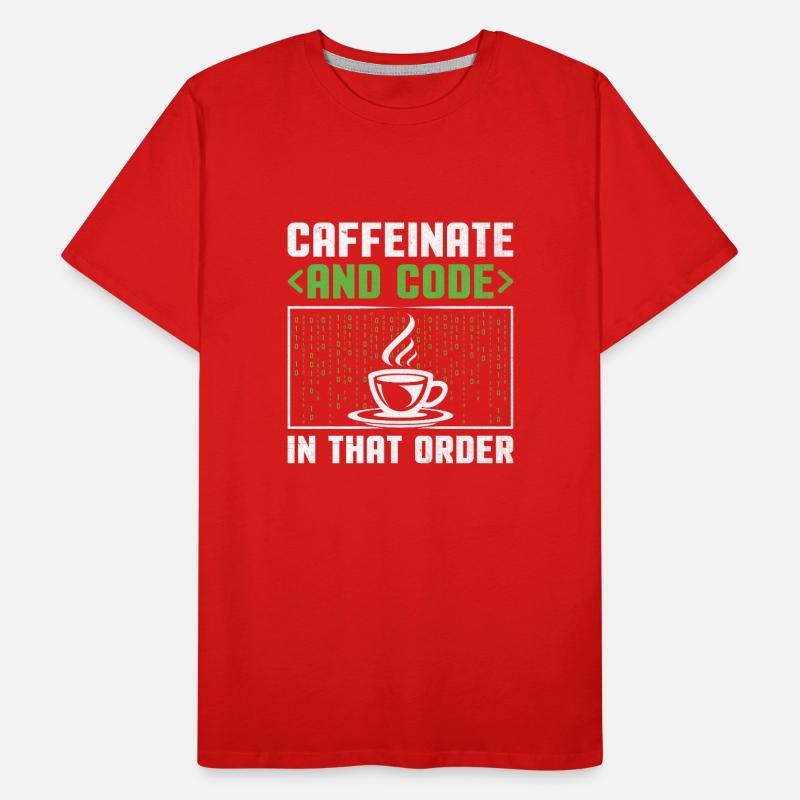 Café Codage Programmeur Codeur Développeur Nerd Coff T-shirt bio Premium Homme