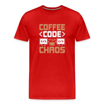 Coffee Coding Programmer Coder Developer Nerd Coff - Men's Premium Organic T-Shirt - red - Front - Damien (186cm)