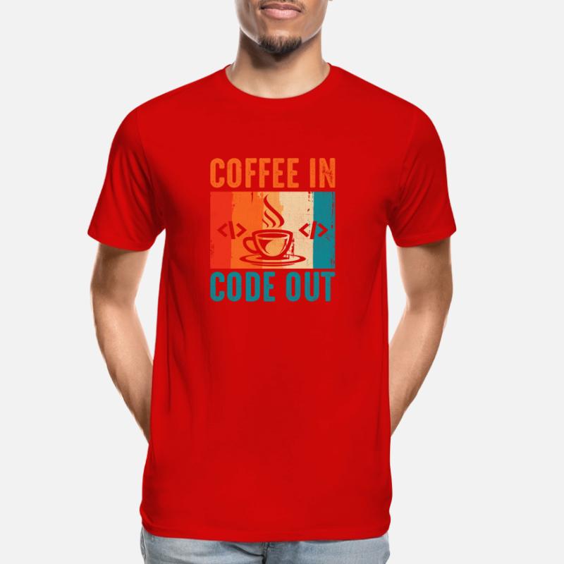 Café Codage Programmeur Codeur Développeur Nerd Coff T-shirt bio Premium Homme