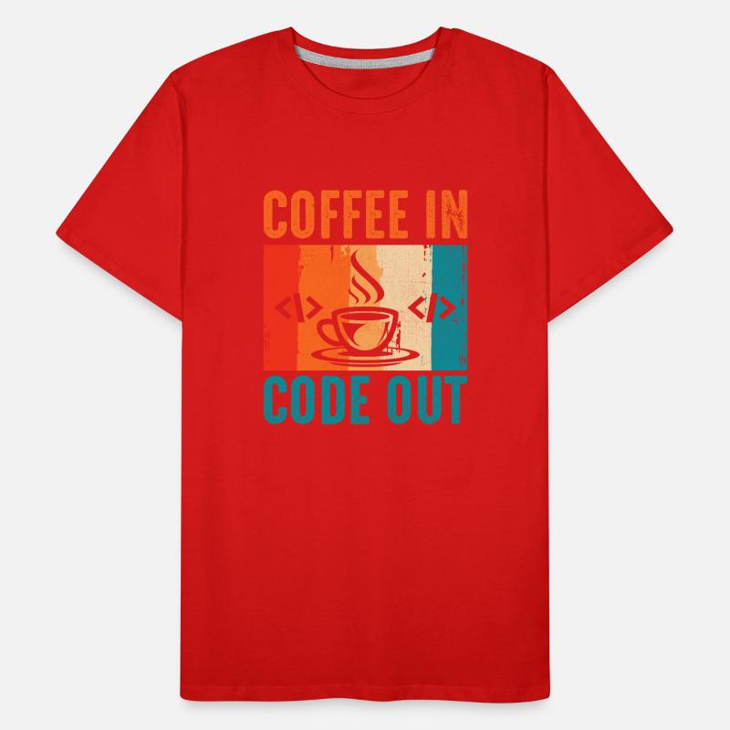 Café Codage Programmeur Codeur Développeur Nerd Coff T-shirt bio Premium Homme