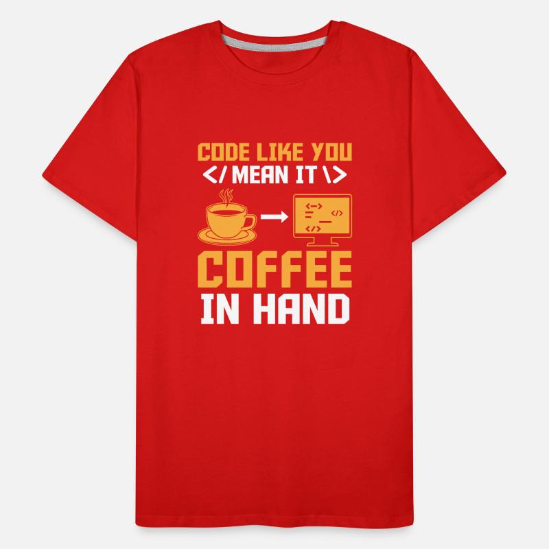 Café Codage Programmeur Codeur Développeur Nerd Coff T-shirt bio Premium Homme