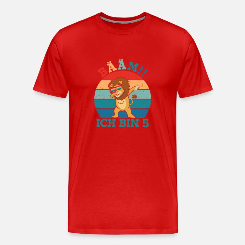 Bääm Ich bin 5 Löwe - Männer Premium Bio T-Shirt - Rot