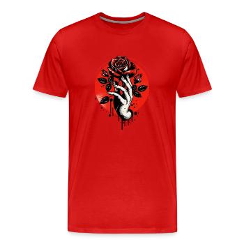 Crimson Embrace - Men's Premium Organic T-Shirt - red - Front - Damien (186cm)