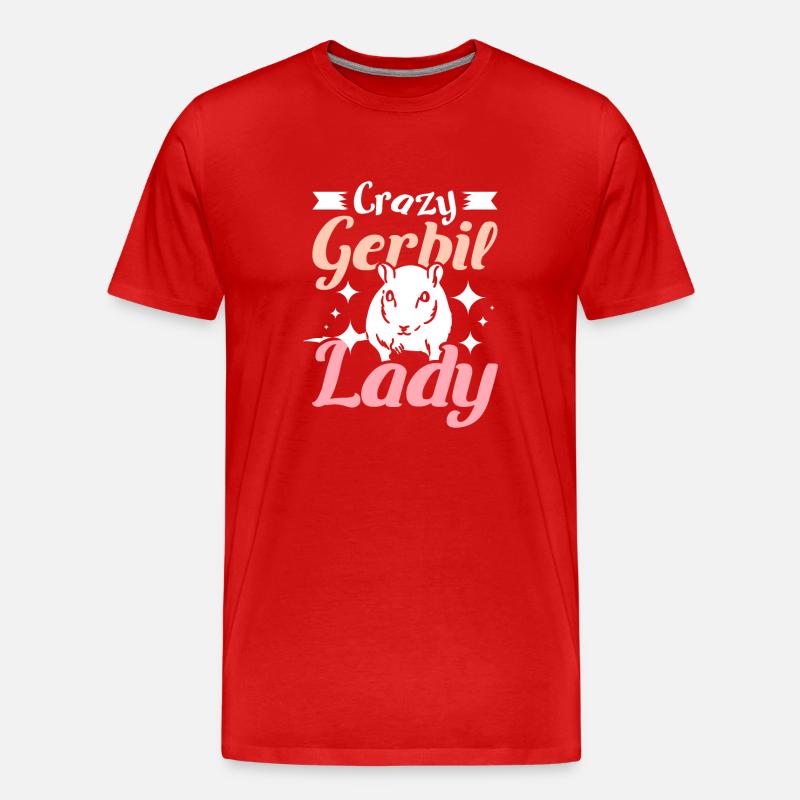 Crazy gerbil lady - Männer Premium Bio T-Shirt - Rot