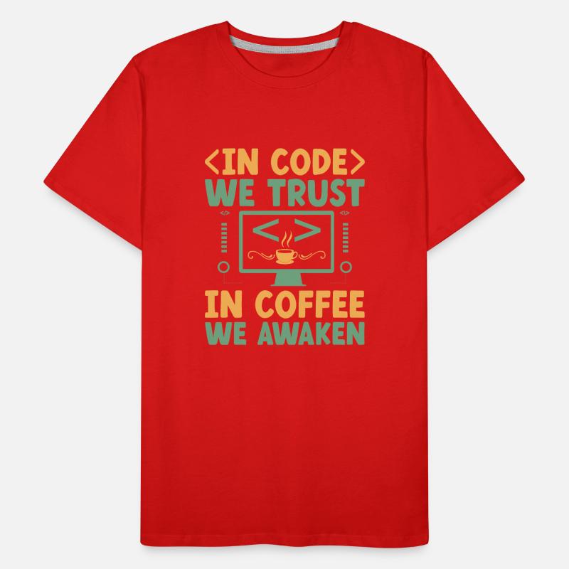 Café Codage Programmeur Codeur Développeur Nerd Coff T-shirt bio Premium Homme