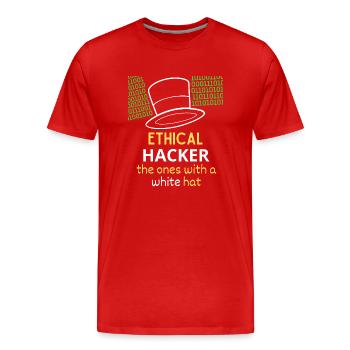 Ethical Hacker White Hat - T-shirt bio Premium Homme - rouge - Devant - Damien (186cm)