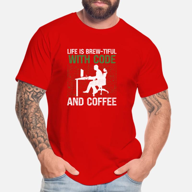 Café Codage Programmeur Codeur Développeur Nerd Coff T-shirt bio Premium Homme