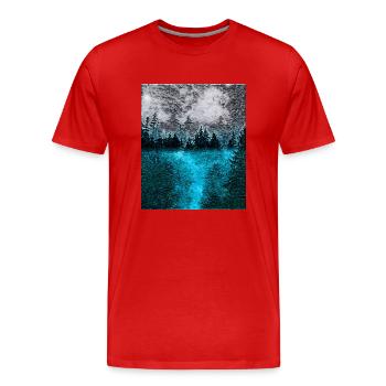 Tranquil Forest at Night - Men's Premium Organic T-Shirt - red - Front - Damien (186cm)