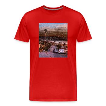 Manhattan Beach, États-Unis - T-shirt bio Premium Homme - rouge - Devant - Damien (186cm)
