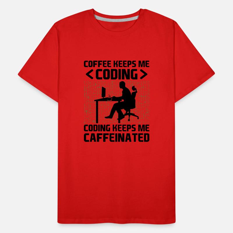 Café Codage Programmeur Codeur Développeur Nerd Coff T-shirt bio Premium Homme