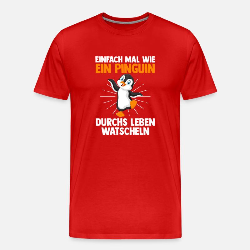 Süße Pinguin - Männer Premium Bio T-Shirt - Rot