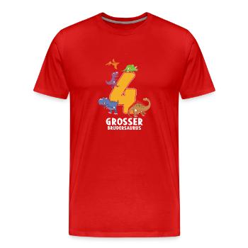 4 Years Birthday Brudersaurus Dino - Men's Premium Organic T-Shirt - red - Front - Damien (186cm)