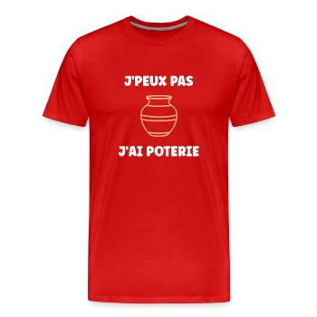 Poterie - T-shirt bio Premium Homme - rouge - Devant - Damien (186cm)
