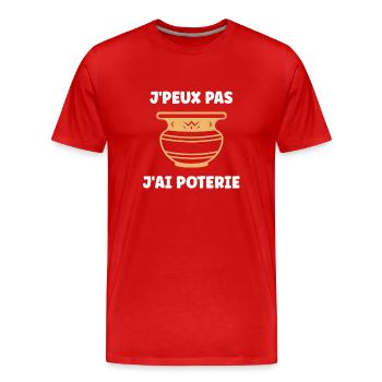 Poterie - T-shirt bio Premium Homme - rouge - Devant - Damien (186cm)