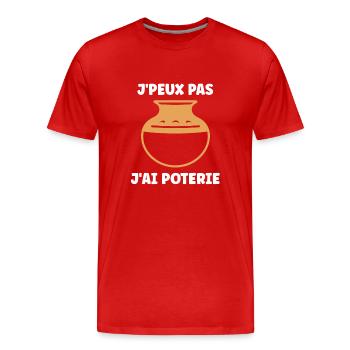 Poterie - T-shirt bio Premium Homme - rouge - Devant - Damien (186cm)