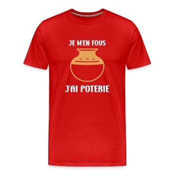 Poterie - T-shirt bio Premium Homme - rouge - Devant - Damien (186cm)