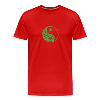 Symbole Yin et Yang de la marijuana - T-shirt bio Premium Homme - rouge - Devant - Damien (186cm)