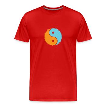 Symbole Orange, Bleu, Yin et Yang - T-shirt bio Premium Homme - rouge - Devant - Damien (186cm)