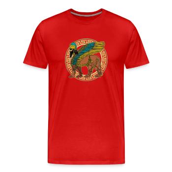 Assyria Lamassu Deity Babylon Mythology - Men's Premium Organic T-Shirt - red - Front - Damien (186cm)