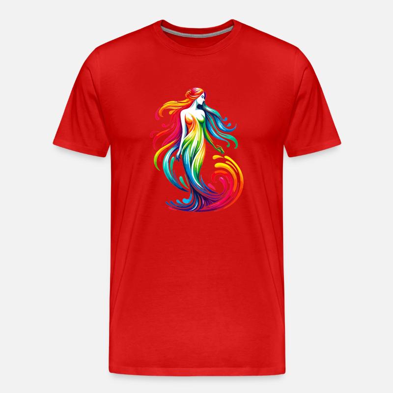 Jungfrau Sternzeichen Lebendiges Regenbogen-Design - Männer Premium Bio T-Shirt - Rot