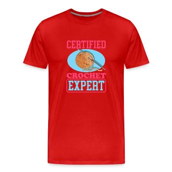 Crochet Expert au Crochet Crochet Cadeau - T-shirt bio Premium Homme - rouge - Devant - Damien (186cm)