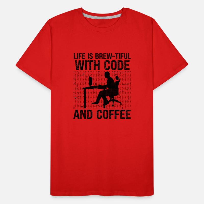 Café Codage Programmeur Codeur Développeur Nerd Coff T-shirt bio Premium Homme